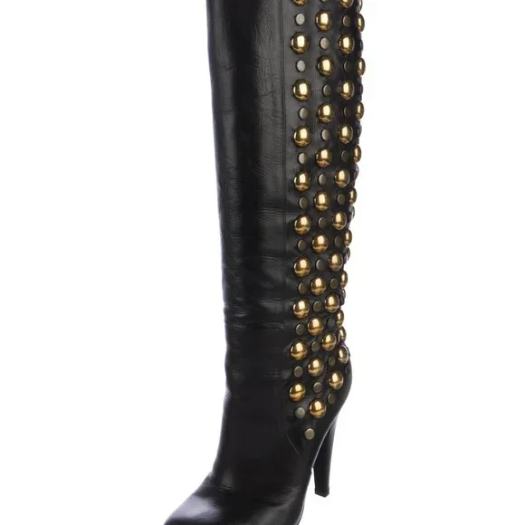 GUCCI Leather Studded Accents Boots - Picture 5 of 6
